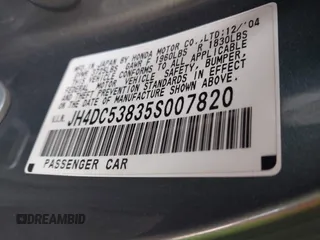 2005 Acura RSX z VIN JH4DC53835S007820, wystawiony jako IAAI lot #42386974 z przebiegiem 144 463 mil mil oraz . Historia ofert i sprzedaży dostępna na DreamBid. Obrazek 9.