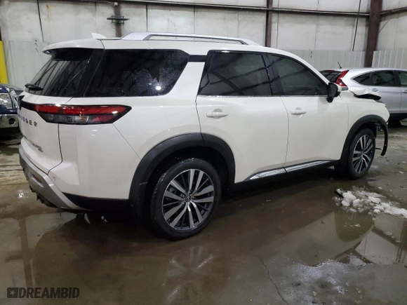 2022 Nissan Pathfinder Platinum with VIN 5N1DR3DK4NC265624, listed as a Copart auction lot 87574605 with 42,063 mi miles and Salvage Title. Bid and sale history available at carsss.com. Image 3.