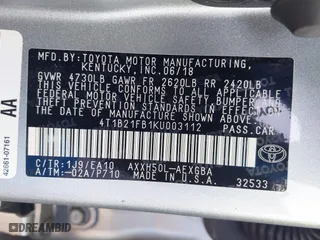 2019 Toyota Avalon Hybrid Limited with VIN 4T1B21FB1KU003112, listed as a IAAI auction lot 41610307 with 169,569 mi miles. Bid and sale history available at carsss.com. Image 9.