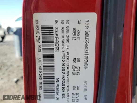 2007 Chrysler 300 with VIN 2C3LA43R47H625751, listed as a Copart auction lot 47293055 with 175,542 mi miles and Salvage Title. Bid and sale history available at carsss.com. Image 14.