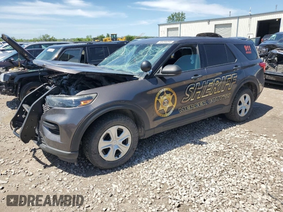 2020 Ford Police Interceptor Utility z VIN 1FM5K8AB9LGA19930, wystawiony jako Copart lot #55056095 z przebiegiem Nie podano mil oraz Szkoda całkowita • Salvage title. Historia ofert i sprzedaży dostępna na DreamBid. Obrazek 1.