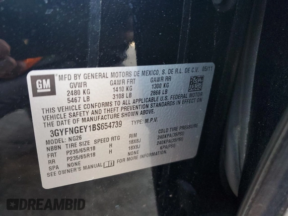 2011 Cadillac SRX z VIN 3GYFNGEY1BS654739, wystawiony jako Copart lot #46115175 z przebiegiem 41 558 mil mil oraz Nie do naprawy • Non repairable. Historia ofert i sprzedaży dostępna na DreamBid. Obrazek 13.