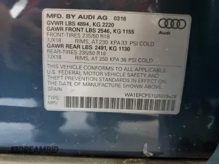 2016 Audi Q3 Premium Plus with VIN WA1EFCFS1GR019428, listed as a Copart auction lot 51129845 with 99,221 mi miles and Salvage Title. Bid and sale history available at carsss.com. Image 15.