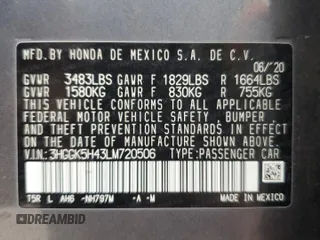 2020 Honda Fit LX with VIN 3HGGK5H43LM720506, listed as a Copart auction lot 51010455 with 33,095 mi miles and Salvage title. Bid and sale history available at DreamBid. Image 15.