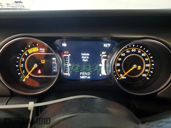 2022 Jeep Wrangler Unlimited Willys with VIN 1C4HJXDM0NW244953, listed as a Copart auction lot 71495154 with 14,577 mi miles and Salvage Title. Bid and sale history available at DreamBid. Image 9.