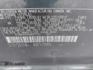 2012 Toyota RAV4 Limited with VIN 2T3DK4DV0CW067450, listed as a IAAI auction lot 41697820 with 166,488 mi miles and . Bid and sale history available at DreamBid. Image 9.