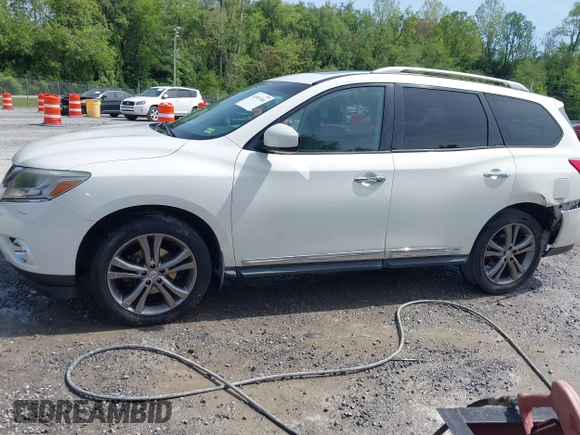 2013 Nissan Pathfinder Platinum with VIN 5N1AR2MM4DC623141, listed as a IAAI auction lot 41891386 with 139,550 mi miles and . Bid and sale history available at DreamBid. Image 14.