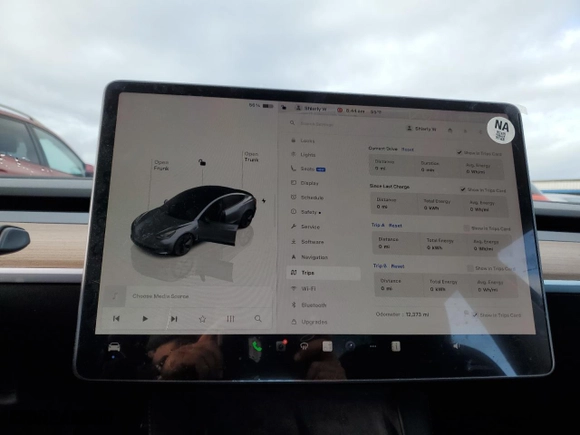 2023 Tesla Model 3 with VIN 5YJ3E1EA3PF697049, listed as a Copart auction lot 50838675 with 12,373 mi miles and Salvage Title. Bid and sale history available at carsss.com. Image 9.