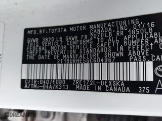 2016 Toyota Corolla L with VIN 2T1BURHE5GC604967, listed as a IAAI auction lot 41721967 with 167,677 mi miles. Bid and sale history available at carsss.com. Image 9.