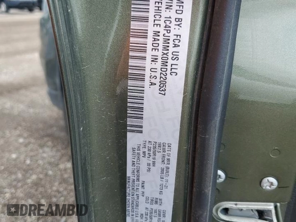 2021 Jeep Cherokee Latitude Lux with VIN 1C4PJMMX0MD220537, listed as a Copart auction lot 61553615 with 37,305 mi miles and Salvage title. Bid and sale history available at DreamBid. Image 13.