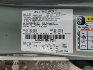 2008 Mercury Milan Premier with VIN 3MEHM08168R627378, listed as a Copart auction lot 59751325 with 102,795 mi miles and Salvage title. Bid and sale history available at DreamBid. Image 12.
