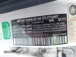 2012 Mercedes-Benz C-Class C 300 Sport with VIN WDDGF8BB9CA600997, listed as a IAAI auction lot 42026294 with 230,485 mi miles. Bid and sale history available at carsss.com. Image 9.