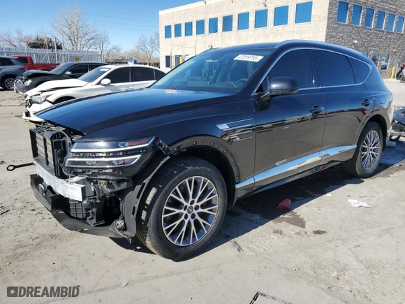 2022 Genesis GV80 with VIN KMUHBDSB5NU079116, listed as a Copart auction lot 47019755 with 53,704 mi miles and Salvage Title. Bid and sale history available at carsss.com. Image 1.