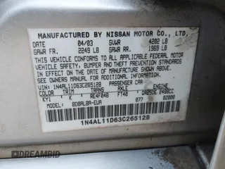 2003 Nissan Altima S with VIN 1N4AL11D63C265128, listed as a IAAI auction lot 41895168 with 203,150 mi miles. Bid and sale history available at carsss.com. Image 9.