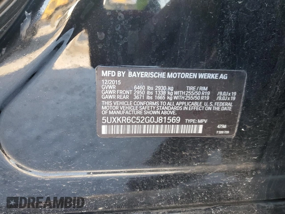 2016 BMW X5 xDrive50i with VIN 5UXKR6C52G0J81569, listed as a Copart auction lot 88328935 with 154,351 mi miles and Salvage Title. Bid and sale history available at carsss.com. Image 13.