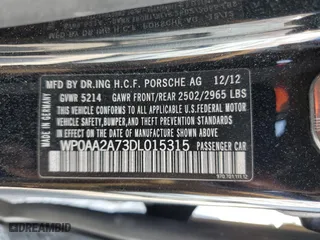 2013 Porsche Panamera with VIN WP0AA2A73DL015315, listed as a Copart auction lot 55418754 with 78,706 mi miles and Salvage Title. Bid and sale history available at carsss.com. Image 12.
