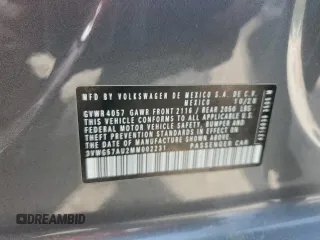 2021 Volkswagen Golf TSI с VIN 3VWG57AU2MM002231, выставлен на аукционе Copart как лот 48923534 с пробегом 69 602 миль миль и . История ставок и продаж доступна на DreamBid. Изображение 12.