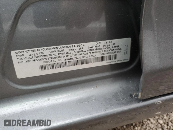 2010 Volkswagen Jetta TDI with VIN 3VWRL7AJ7AM112353, listed as a Copart auction lot 74668104 with Not provided miles and Clean title. Bid and sale history available at DreamBid. Image 13.