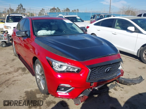2022 Infiniti Q50 Luxe z VIN JN1EV7BP9NM312072, wystawiony jako IAAI lot #41621411 z przebiegiem 33 323 mil mil oraz . Historia ofert i sprzedaży dostępna na DreamBid. Obrazek 1.