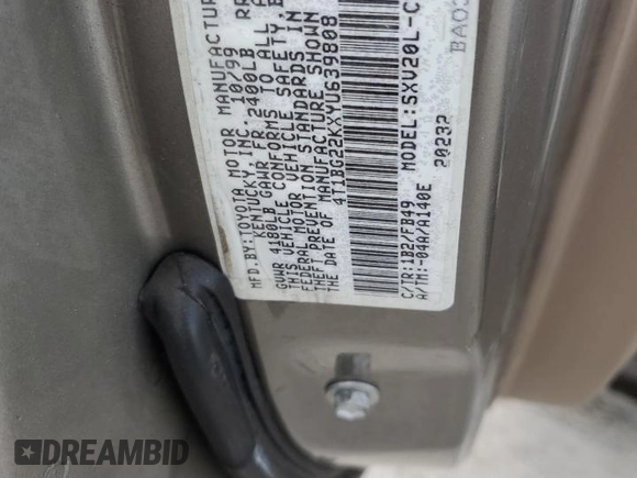 2000 Toyota Camry CE z VIN 4T1BG22KXYU639808, wystawiony jako Copart lot #56606985 z przebiegiem 119 678 mil mil oraz Szkoda całkowita • Salvage title. Historia ofert i sprzedaży dostępna na DreamBid. Obrazek 13.