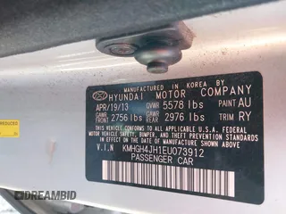 2014 Hyundai Equus Signature with VIN KMHGH4JH1EU073912, listed as a IAAI auction lot 41672671 with 168,197 mi miles and . Bid and sale history available at DreamBid. Image 9.
