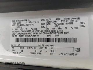 2018 Ford Transit with VIN 1FTYR1YM1JKA98581, listed as a IAAI auction lot 41941407 with 98,543 mi miles and . Bid and sale history available at carsss.com. Image 9.
