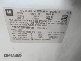 2015 GMC Terrain SLT with VIN 2GKFLTE38F6265646, listed as a IAAI auction lot 42087947 with 171,697 mi miles and . Bid and sale history available at DreamBid. Image 9.
