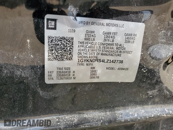 2020 Cadillac XT5 Premium Luxury AWD z VIN 1GYKNDRS4LZ142738, wystawiony jako Copart lot #61247675 z przebiegiem 60 353 mil mil oraz Szkoda całkowita • Salvage title. Historia ofert i sprzedaży dostępna na DreamBid. Obrazek 12.
