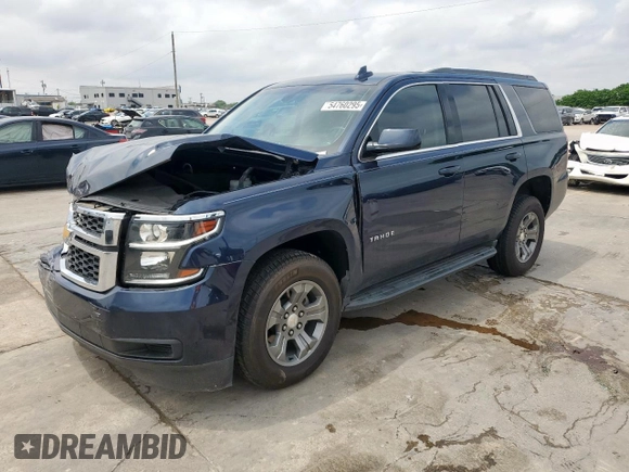 2018 Chevrolet Tahoe LS with VIN 1GNSCAKC5JR374315, listed as a Copart auction lot 54760295 with 50,580 mi miles and Salvage title. Bid and sale history available at DreamBid. Image 1.