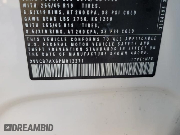 2023 Volkswagen Tiguan SE R-Line Black с VIN 3VVCB7AX6PM012271, выставлен на аукционе Copart как лот 54506175 с пробегом 28 168 миль миль и Списание • Salvage title. История ставок и продаж доступна на DreamBid. Изображение 15.