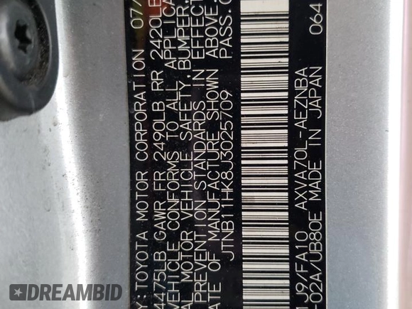 2018 Toyota Camry LE z VIN JTNB11HK8J3025709, wystawiony jako Copart lot #56763315 z przebiegiem 157 941 mil mil oraz Szkoda całkowita • Salvage title. Historia ofert i sprzedaży dostępna na DreamBid. Obrazek 13.