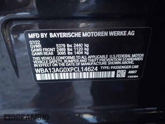 2023 BMW 5 Series 530e с VIN WBA13AG0XPCL14624, выставлен на аукционе IAAI как лот 41492586 с пробегом 45 455 миль миль и . История ставок и продаж доступна на DreamBid. Изображение 9.