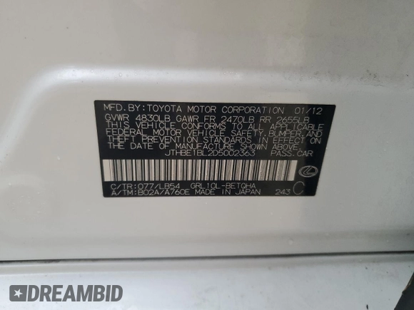 2013 Lexus GS 350 with VIN JTHBE1BL2D5002363, listed as a Copart auction lot 74330614 with Not Provided miles and Salvage Title. Bid and sale history available at DreamBid. Image 13.