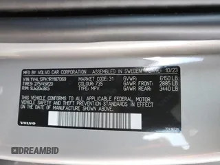 2024 Volvo XC90 Core Bright Theme with VIN YV4L12PK1R1187069, listed as a Copart auction lot 41672625 with 15,438 mi miles and Salvage Title. Bid and sale history available at carsss.com. Image 15.