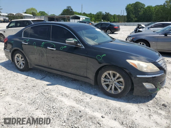 2013 Hyundai Genesis 3.8L with VIN KMHGC4DDXDU248177, listed as a Copart auction lot 54860285 with 79,629 mi miles and Salvage title. Bid and sale history available at DreamBid. Image 4.