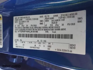 2019 Ford Ranger XL with VIN 1FTER4FH6KLA14146, listed as a IAAI auction lot 40657110 with 72,424 mi miles. Bid and sale history available at carsss.com. Image 9.