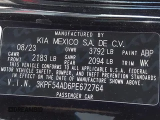 2023 Kia Forte GT-Line with VIN 3KPF54AD6PE672764, listed as a IAAI auction lot 42001535 with 18,907 mi miles. Bid and sale history available at carsss.com. Image 9.