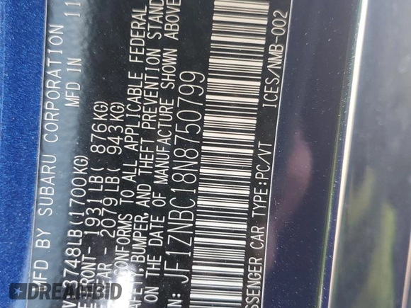 2022 Toyota 86 with VIN JF1ZNBC18N8750799, listed as a Copart auction lot 42347145 with 25,544 mi miles and Salvage Title. Bid and sale history available at DreamBid. Image 12.