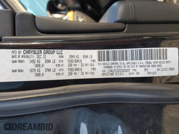 2013 Jeep Grand Cherokee Overland with VIN 1C4RJFCG2DC653207, listed as a Copart auction lot 48680885 with 276,020 mi miles and Salvage Title. Bid and sale history available at carsss.com. Image 13.