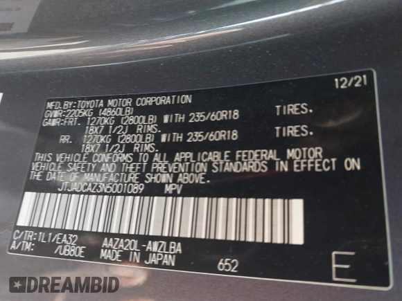 2022 Lexus NX 250 z VIN JTJADCAZ3N5001089, wystawiony jako IAAI lot #42383681 z przebiegiem 30 119 mil mil oraz . Historia ofert i sprzedaży dostępna na DreamBid. Obrazek 9.