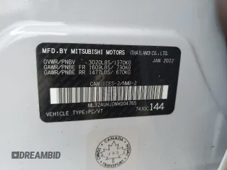 2022 Mitsubishi Mirage ES с VIN ML32AUHJ0NH004765, выставлен на аукционе Copart как лот 56042665 с пробегом Не указан миль и На запчасти • Non repairable. История ставок и продаж доступна на DreamBid. Изображение 12.