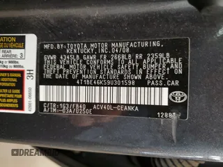 2009 Toyota Camry with VIN 4T1BE46K59U301598, listed as a Copart auction lot 87106394 with 143,879 mi miles and Salvage Title. Bid and sale history available at carsss.com. Image 12.