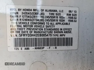 2014 Acura MDX Tech Pkg with VIN 5FRYD3H42EB005479, listed as a Copart auction lot 49132765 with 147,598 mi miles and Salvage Title. Bid and sale history available at carsss.com. Image 13.
