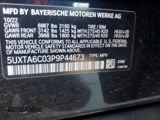 2023 BMW X5 xDrive45e with VIN 5UXTA6C03P9P44673, listed as a Copart auction lot 46477355 with 5,164 mi miles and Salvage Title. Bid and sale history available at carsss.com. Image 14.