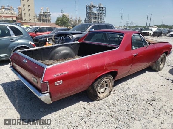 1969 Chevrolet El Camino z VIN 136809K445629, wystawiony jako Copart lot #57011525 z przebiegiem Nie podano mil oraz Szkoda całkowita • Salvage title. Historia ofert i sprzedaży dostępna na DreamBid. Obrazek 3.