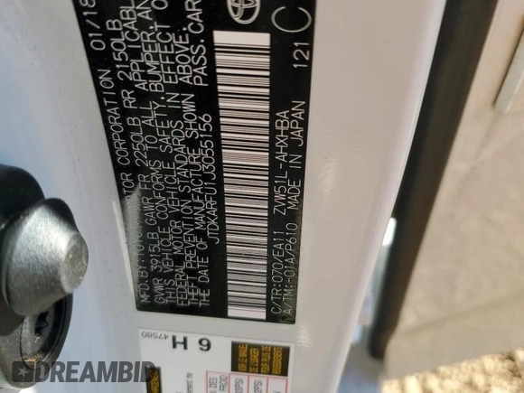 2018 Toyota Prius Two with VIN JTDKARFU1J3055156, listed as a Copart auction lot 47745465 with 57,740 mi miles and Salvage Title. Bid and sale history available at DreamBid. Image 15.