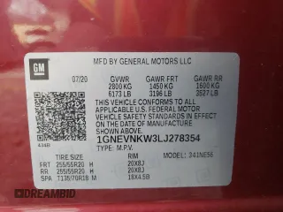 2020 Chevrolet Traverse High Country with VIN 1GNEVNKW3LJ278354, listed as a Copart auction lot 47250625 with 80,652 mi miles and Salvage Title. Bid and sale history available at carsss.com. Image 13.