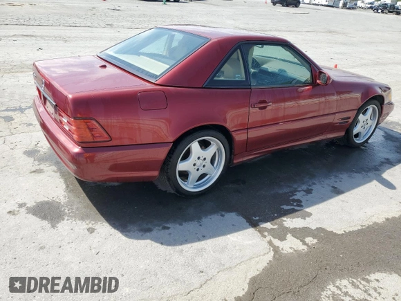 2001 Mercedes-Benz SL 500 with VIN WDBFA68F51F197134, listed as a Copart auction lot 55603755 with 115,826 mi miles and Salvage title. Bid and sale history available at DreamBid. Image 3.