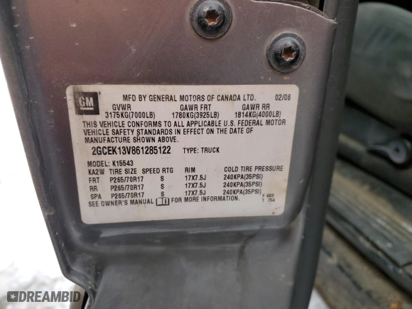 2006 Chevrolet Silverado 1500 LS with VIN 2GCEK13V861285122, listed as a Copart auction lot 87653565 with 230,659 mi miles and Salvage Title. Bid and sale history available at carsss.com. Image 14.