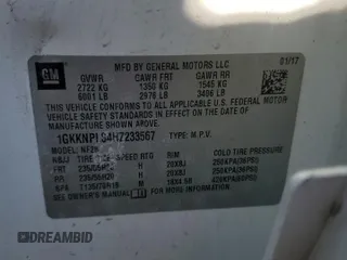 2017 GMC Acadia Denali with VIN 1GKKNPLS4HZ233567, listed as a Copart auction lot 48017195 with 113,623 mi miles and Salvage Title. Bid and sale history available at DreamBid. Image 13.